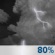 Sunday Night: Showers and thunderstorms. Mostly cloudy, with a low around 60. Chance of precipitation is 80%. Sunday Night: Showers And Thunderstorms
